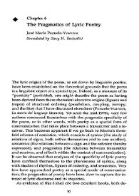 The pragmatics of lyric poetry / José María Pozuelo-Yvancos ; translated by Stacy N. Beckwith | Biblioteca Virtual Miguel de Cervantes