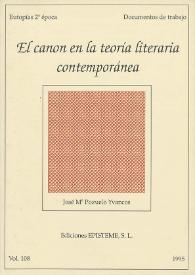 El canon en la teoría literaria contemporánea / José María Pozuelo Yvancos | Biblioteca Virtual Miguel de Cervantes