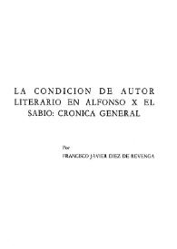 La condición de autor literario en Alfonso X el Sabio: Crónica General / Francisco Javier Díez de Revenga | Biblioteca Virtual Miguel de Cervantes