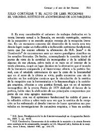 Julio Cortázar y el acto de leer ficciones (el verosímil estético de "Continuidad de los parques")  / José María Pozuelo Yvancos | Biblioteca Virtual Miguel de Cervantes