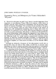 Pragmatics, Poetry and Metapoetry in Vicente Aleixandre’s "El poeta" / José María Pozuelo Yvancos | Biblioteca Virtual Miguel de Cervantes