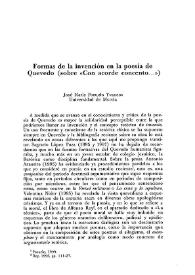 Formas de la invención en la poesía de Quevedo (Sobre “Con acorde concento...”) / José María Pozuelo Yvancos | Biblioteca Virtual Miguel de Cervantes