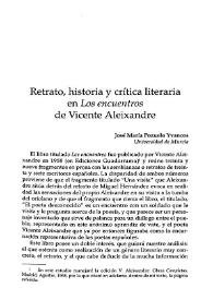 Retrato, historia y crítica literaria en "Los encuentros" de Vicente Aleixandre / José María Pozuelo Yvancos | Biblioteca Virtual Miguel de Cervantes