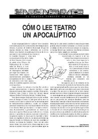 Cómo lee teatro un apocalíptico / José Perona | Biblioteca Virtual Miguel de Cervantes