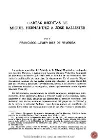 Cartas inéditas de Miguel Hernández a José Ballester / Francisco Javier Díez de Revenga | Biblioteca Virtual Miguel de Cervantes