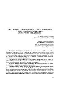 De la novela concebida como espacio de libertad y de la dualidad no-disyuntiva (A propósito de D. Quijote) / Claudio Cifuentes Aldunate | Biblioteca Virtual Miguel de Cervantes