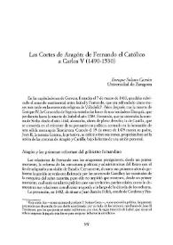 Las Cortes de Aragón: de Fernando el Católico a Carlos V (1490-1530) / Enrique Solano Camón | Biblioteca Virtual Miguel de Cervantes