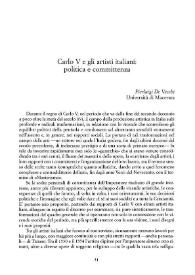 Carlo V e gli artisti italiani: politica e committenza / Pierluigi De Vecchi | Biblioteca Virtual Miguel de Cervantes